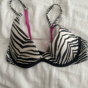 PINK Victoria's Secret Zebra Print Bra with Pink Accents